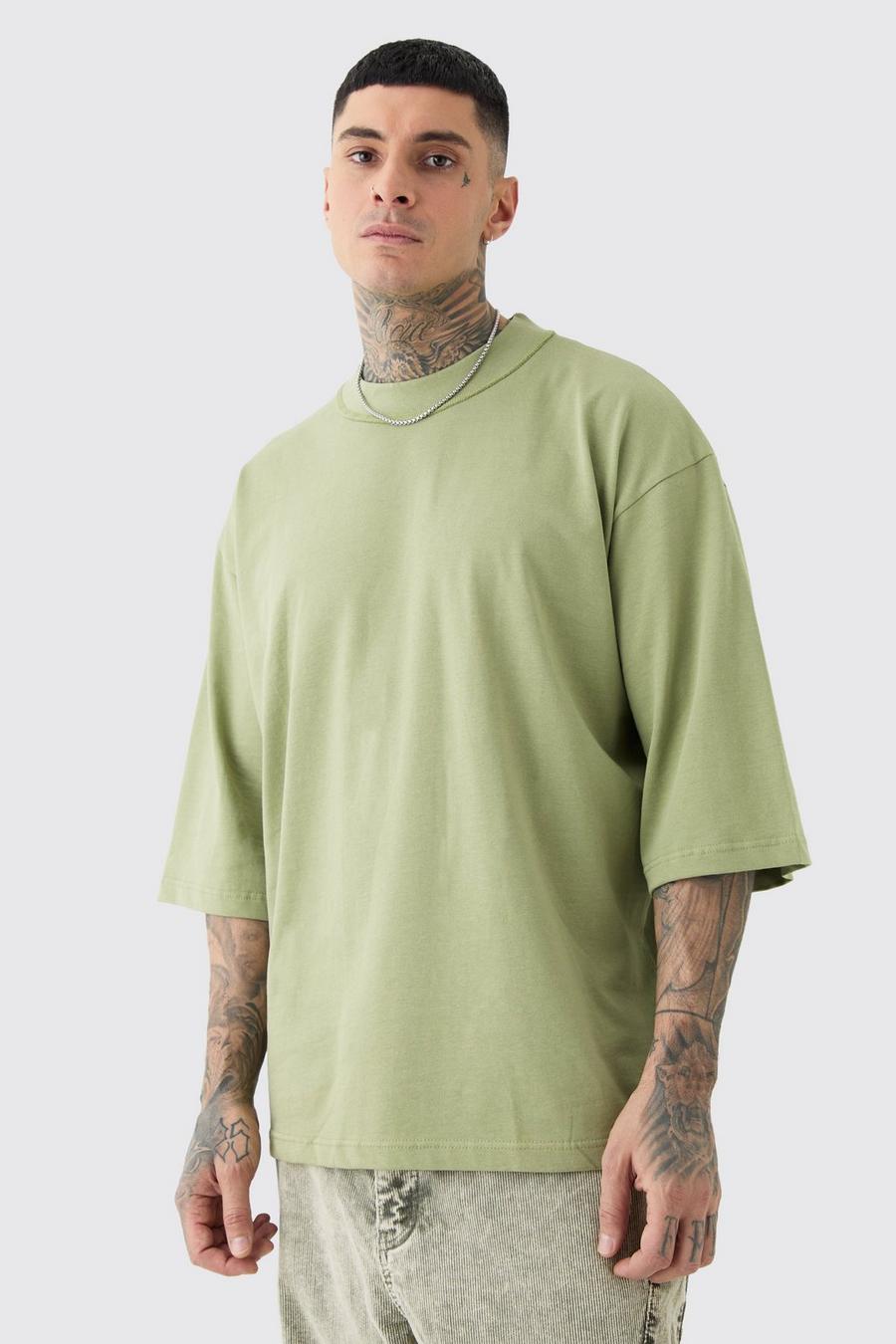 Sage Tall Oversized Heavy Layed On Neck Carded T-shirt image number 1