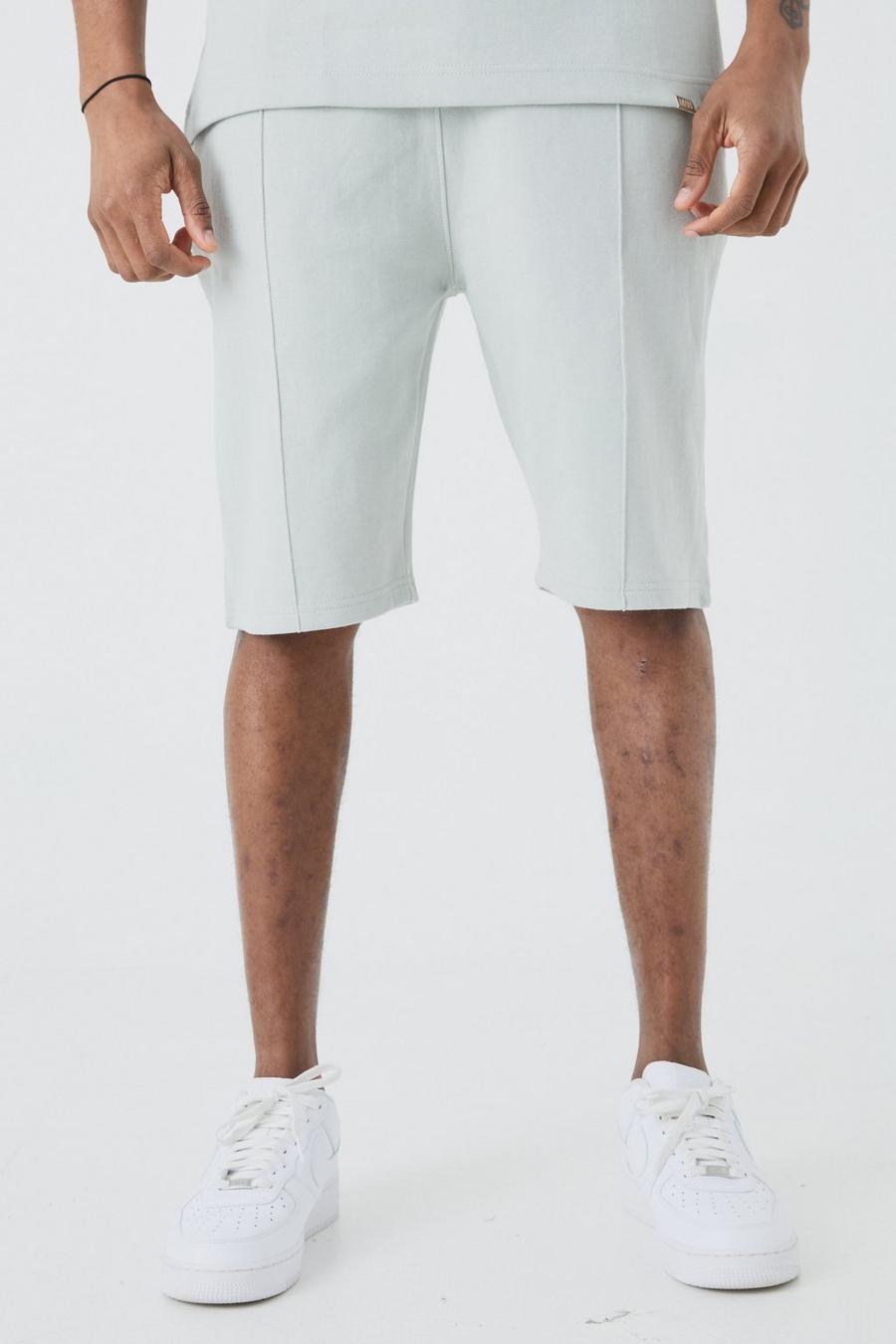 Light grey Tall Slim fit shorts med veck image number 1
