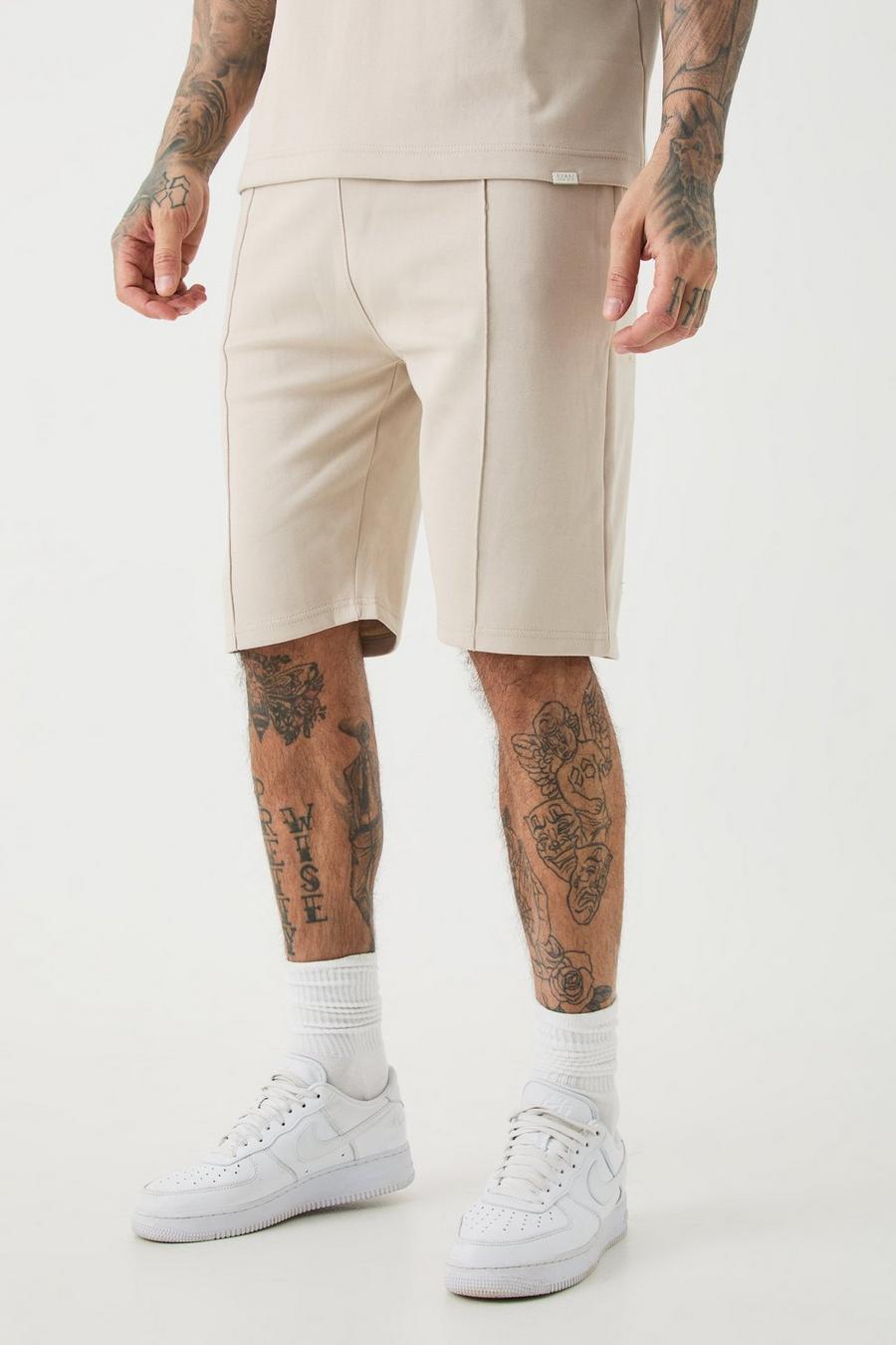 Stone Tall Slim fit shorts med veck image number 1