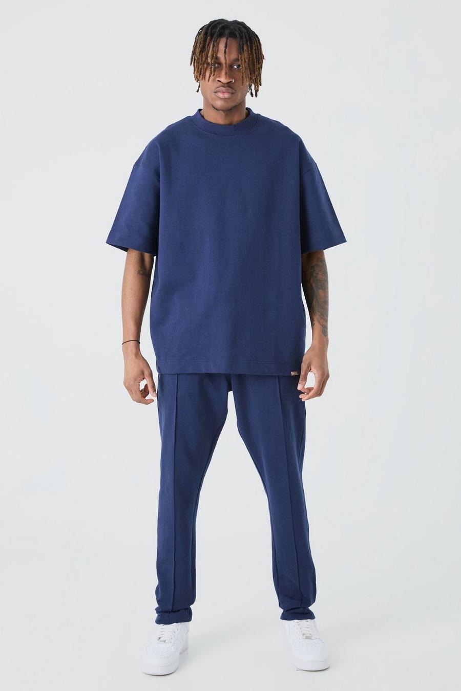 Navy Tall Oversize t-shirt och Mjukisbyxor med avsmalnande ben image number 1
