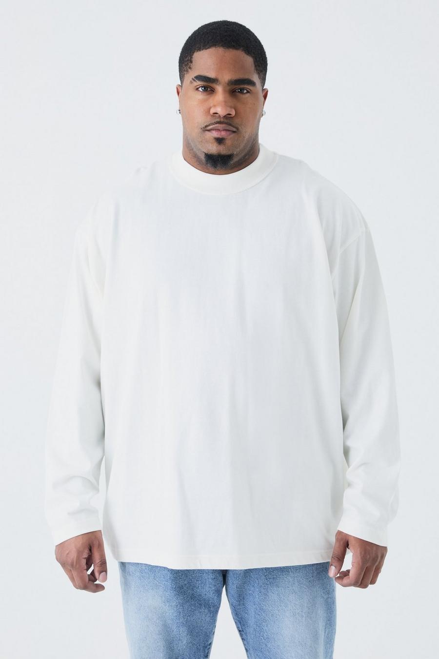 Ecru Plus Oversized T-Shirt Met Hals image number 1