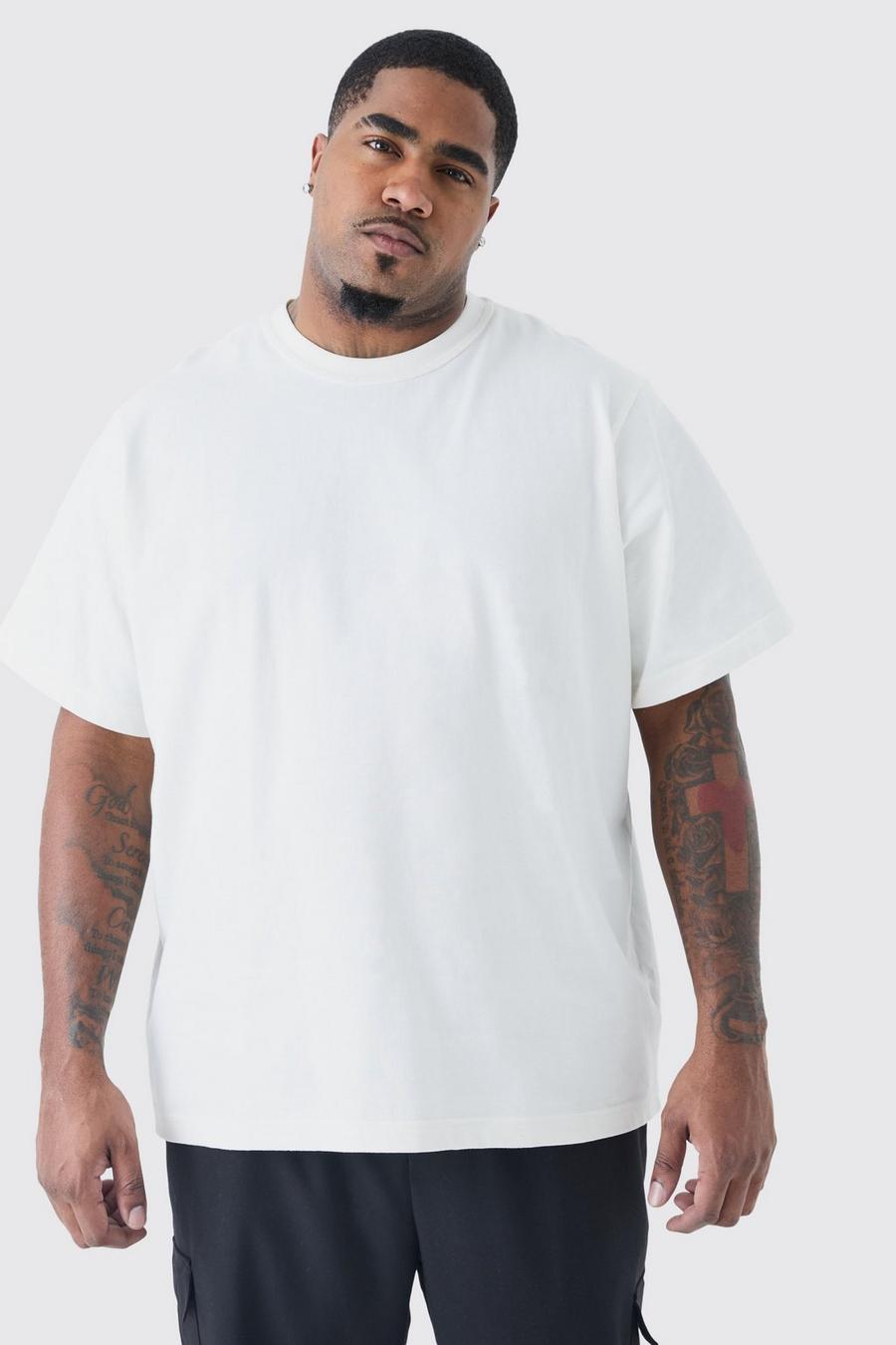 T-shirt Plus Size Core pesante con collo a imbuto, Ecru image number 1