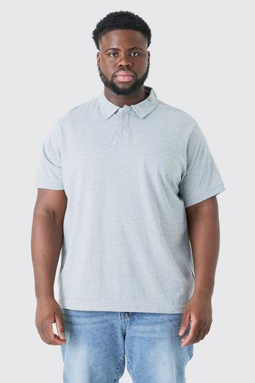 Grey Plus Core Heavy Carded Button Up Polo