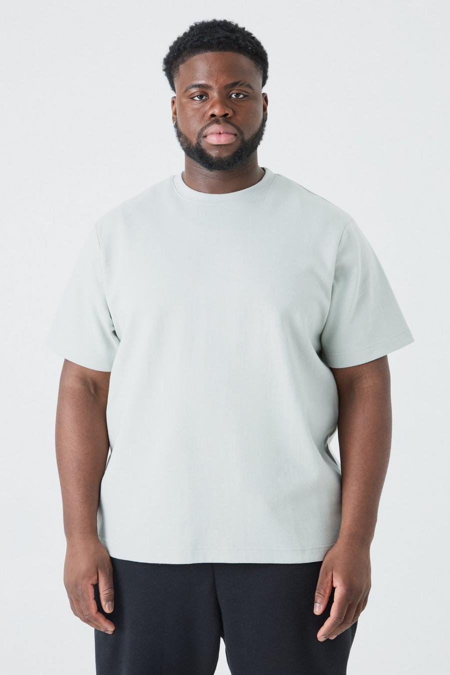 T-shirt Plus Size Core Fit pesante in maglia intrecciata, Light grey