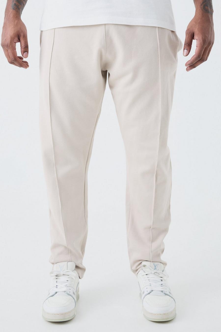 Pantaloni tuta Plus Size affusolati Slim Fit con nervature e nervature, Stone image number 1