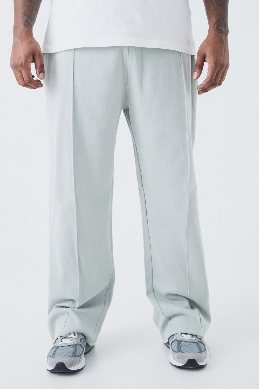 Pantaloni tuta Plus Size rilassati con nervature e nervature, Light grey