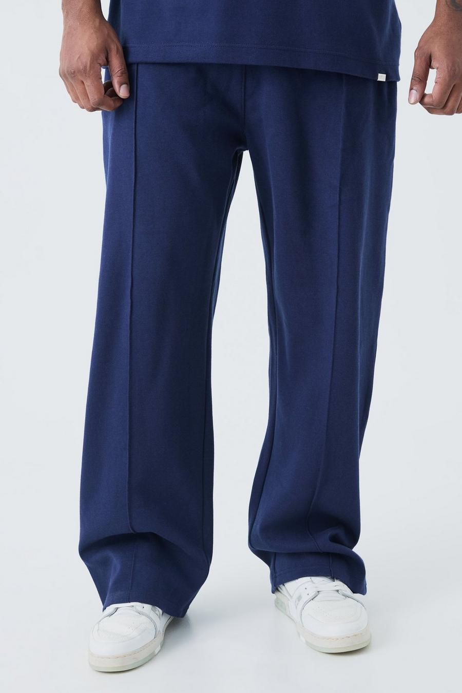 Pantaloni tuta Plus Size rilassati con nervature e nervature, Navy image number 1
