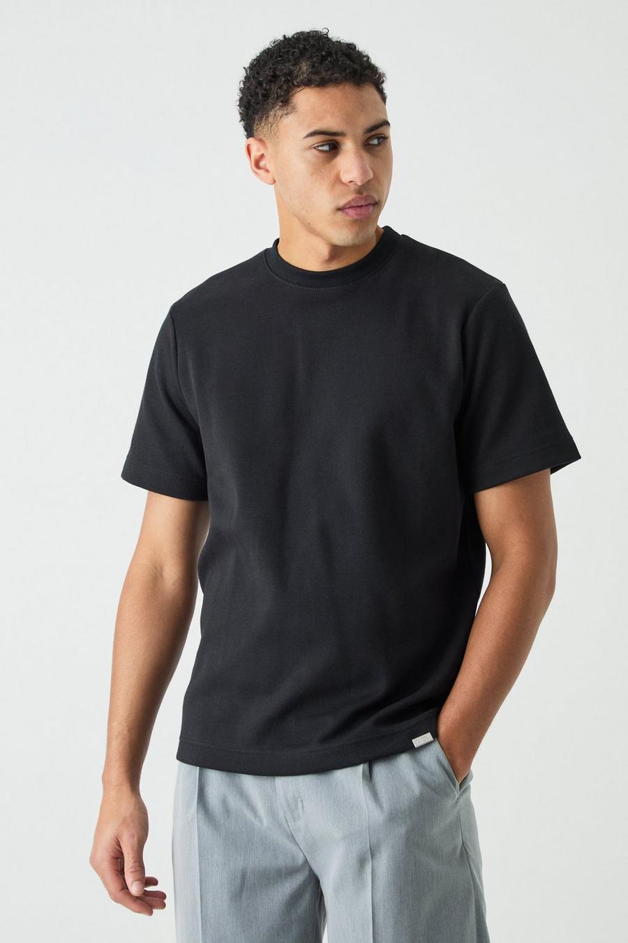 T-shirt Man Core Fit pesante in maglia intrecciata, Black