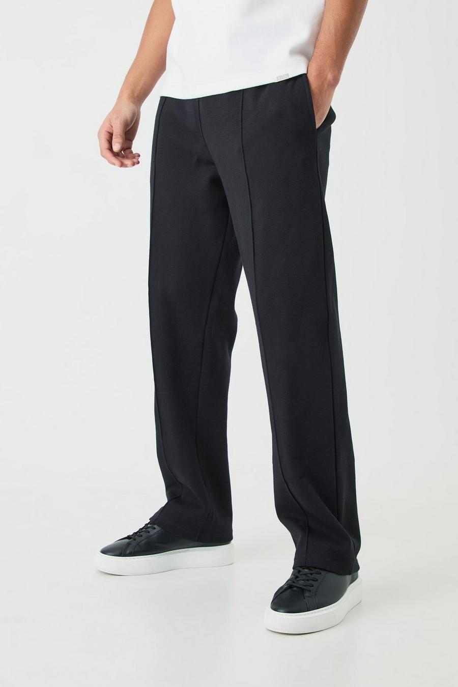 Black Relaxed Interlock Pintuck Jogger  image number 1