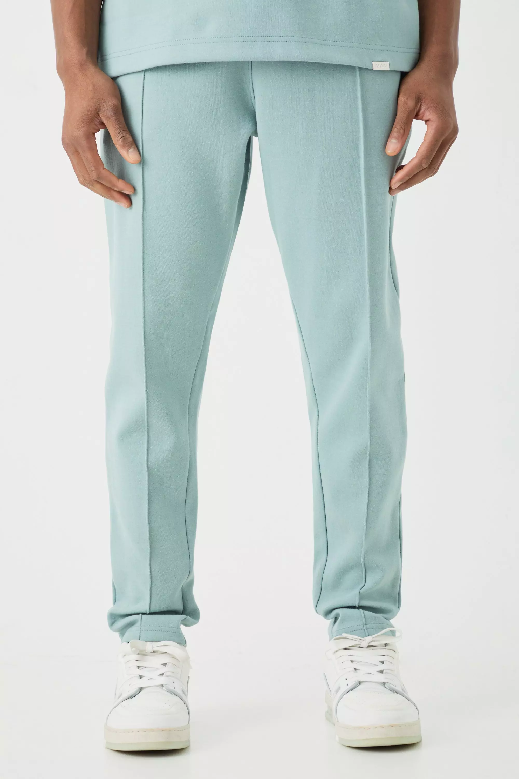 Dusty blue Slim Tapered Interlock Pintuck Jogger alternative image