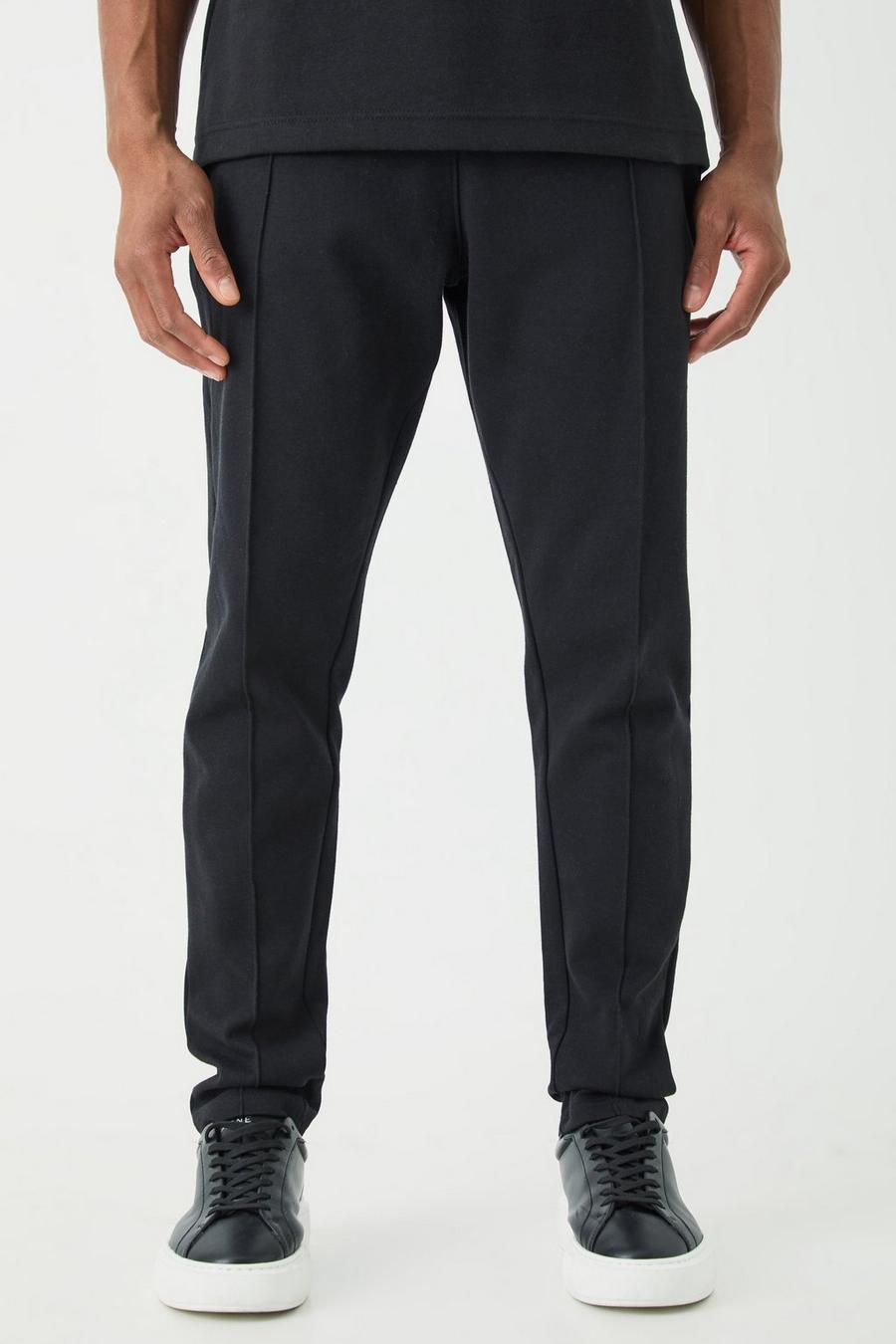 Pantalón deportivo ajustado ajustado con alforza, Black image number 1