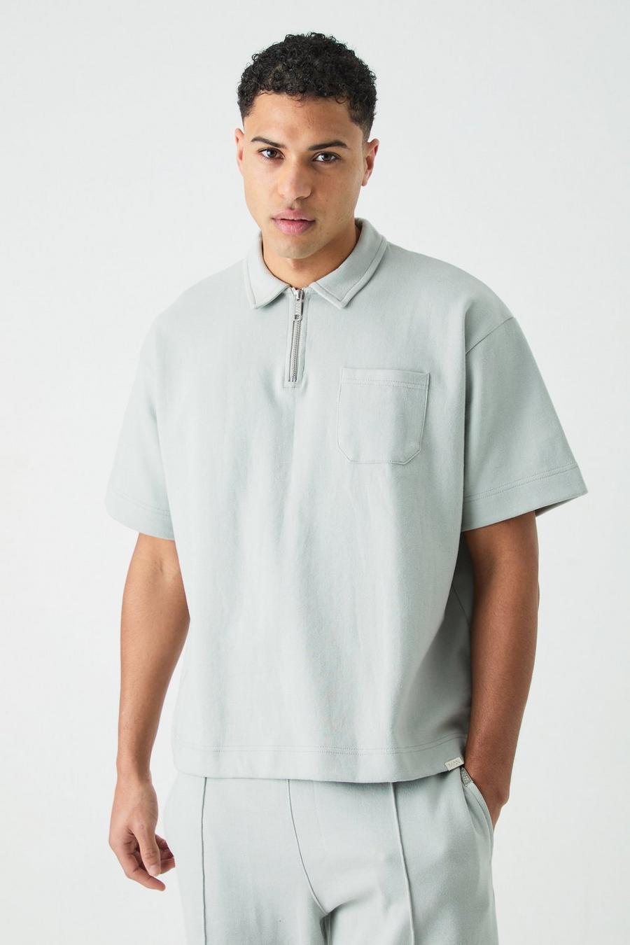 Oversize Man Poloshirt mit Tasche, Light grey image number 1