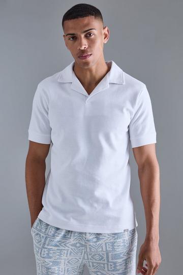 White Core Man Heavy Interlock Revere Cuffed Polo