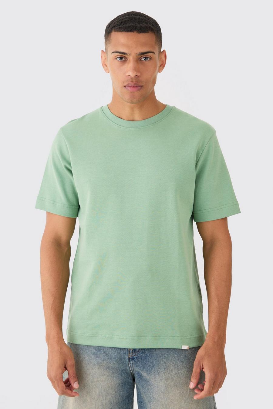 T-shirt Man Core Fit pesante in maglia intrecciata, Sage