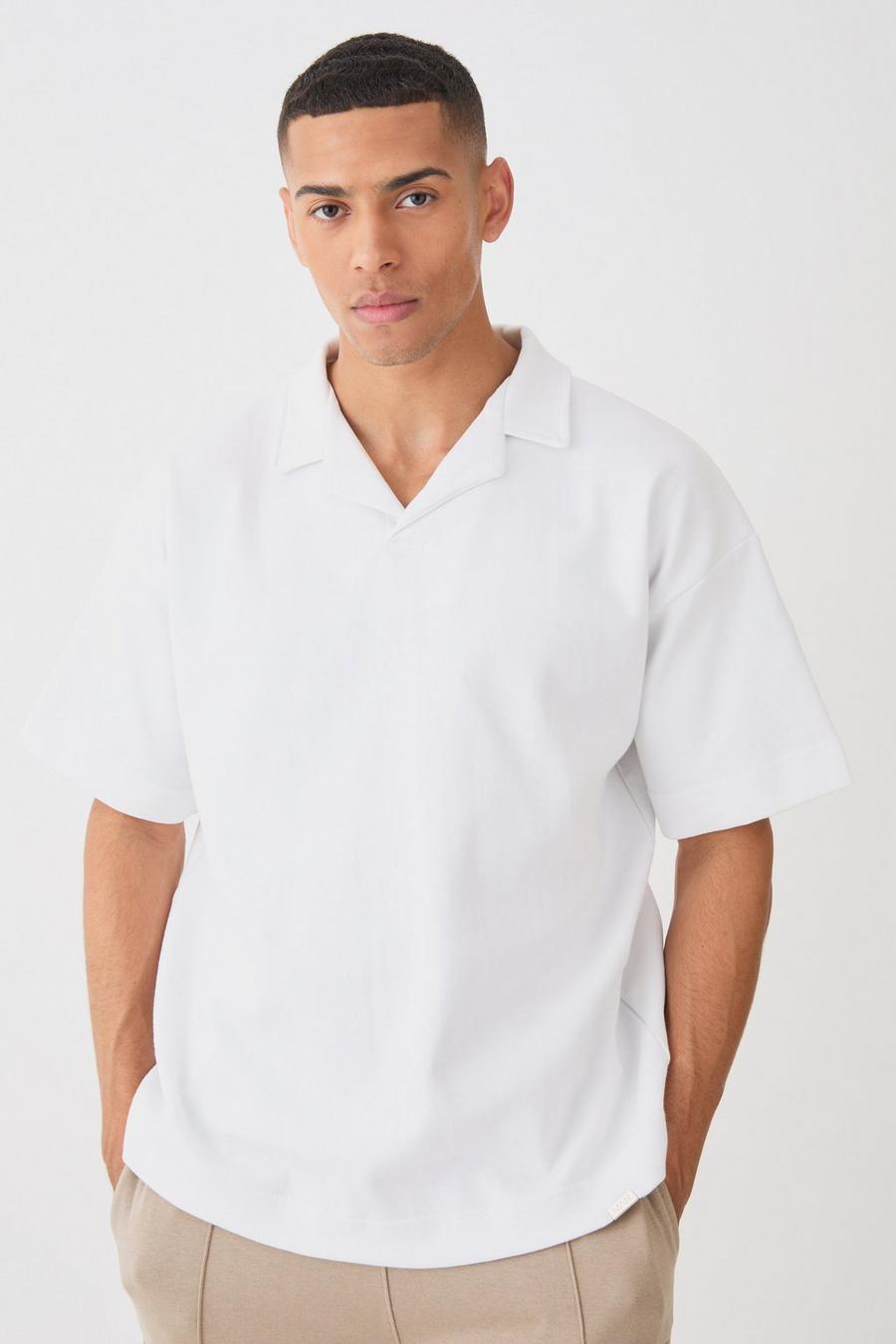 Polo oversize MAN grueso con solapas, White image number 1