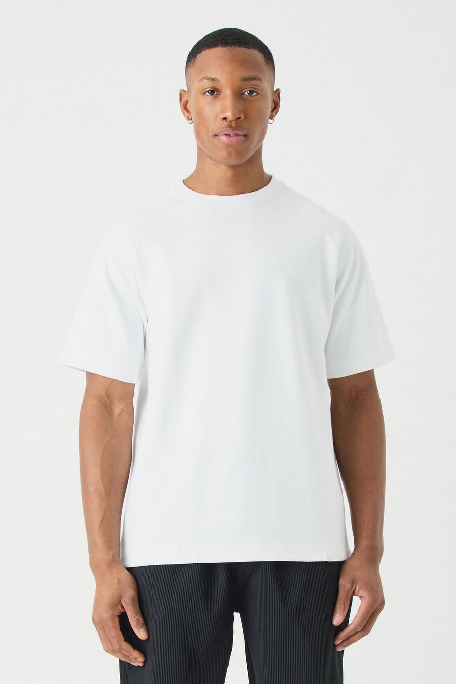 T-shirt Man Core Fit in maglia pesante con maniche raglan, White