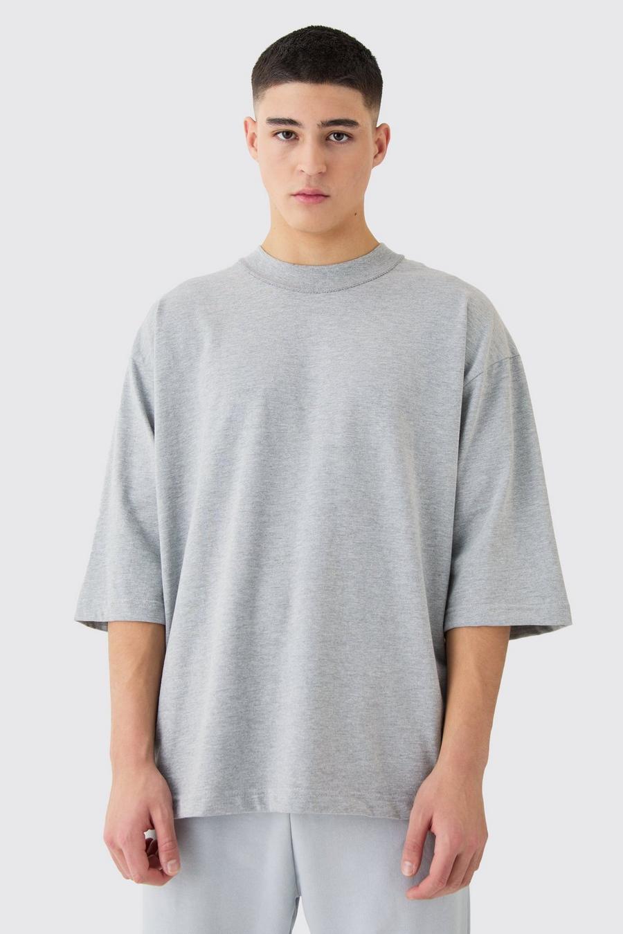Grey marl Oversized Heavy Layed On Neck Carded T-shirt image number 1