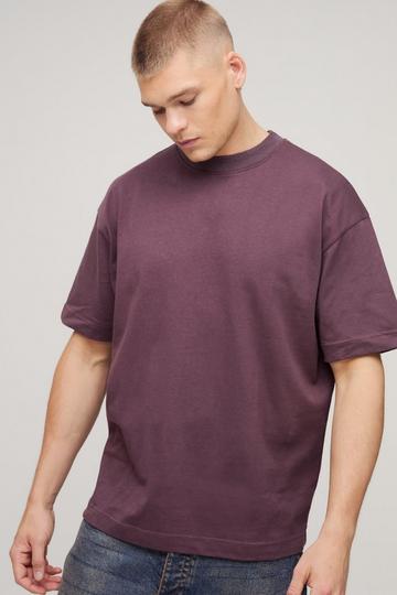 Oversized Heavy Extended Jacquard Neck T-shirt plum