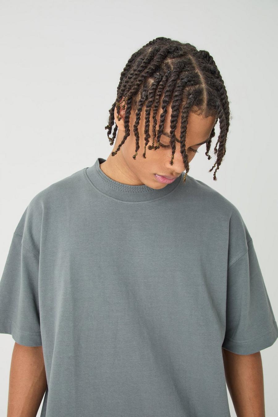 Slate Oversize t-shirt med hög halsmudd image number 1
