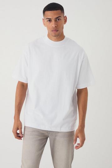 Oversized Heavy Extended Jacquard Neck T-shirt white