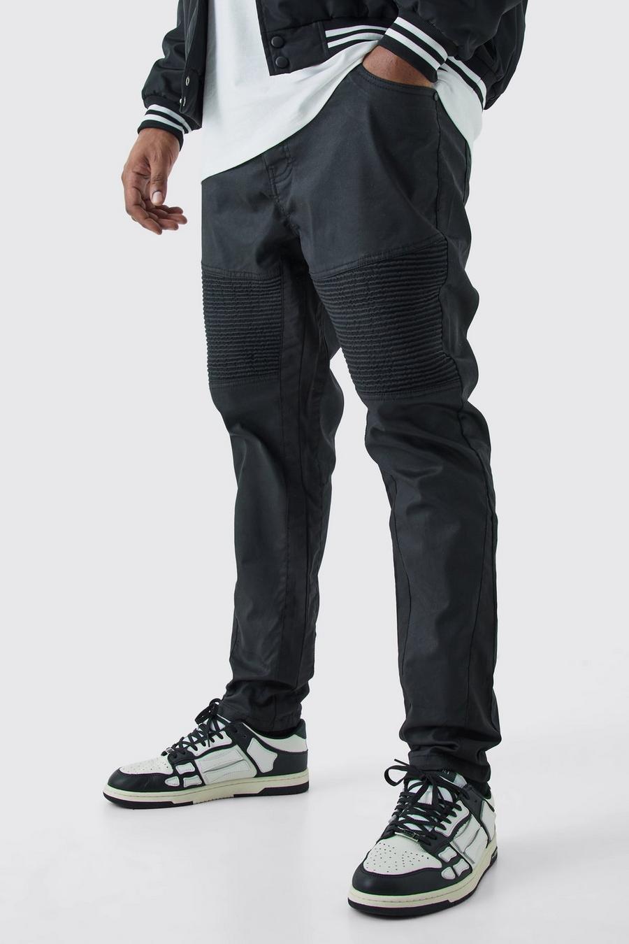 Black Plus Skinny biker jeans med beläggning i stretch image number 1