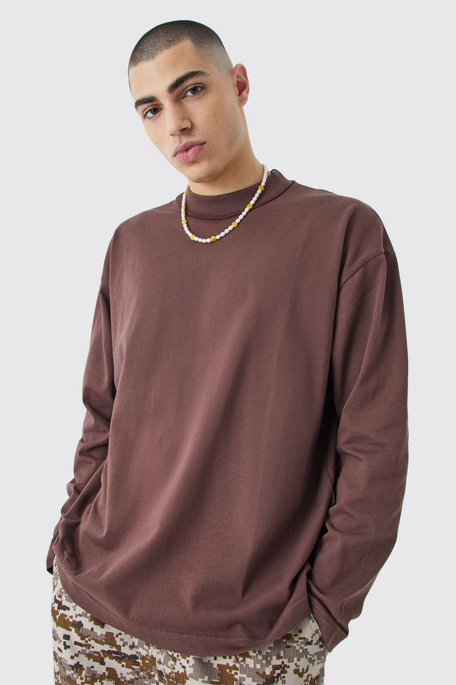 T-shirt oversize con girocollo, Chocolate image number 1