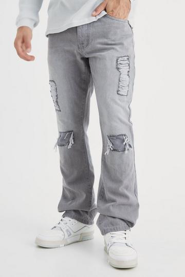 Slim Flare Rip And Repair Jeans mid grey