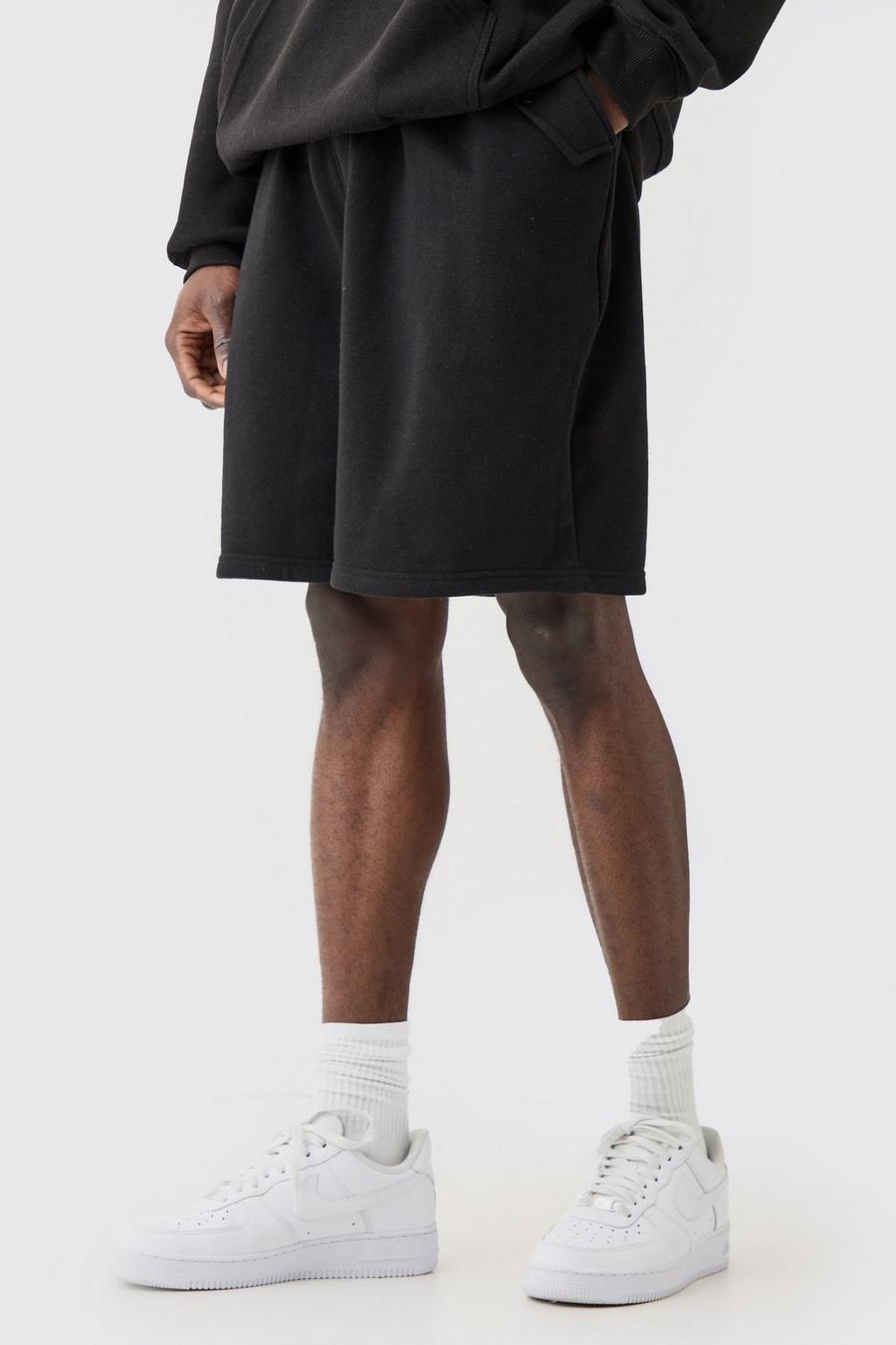 Black Oversized Drop Crotch Jersey Shorts
