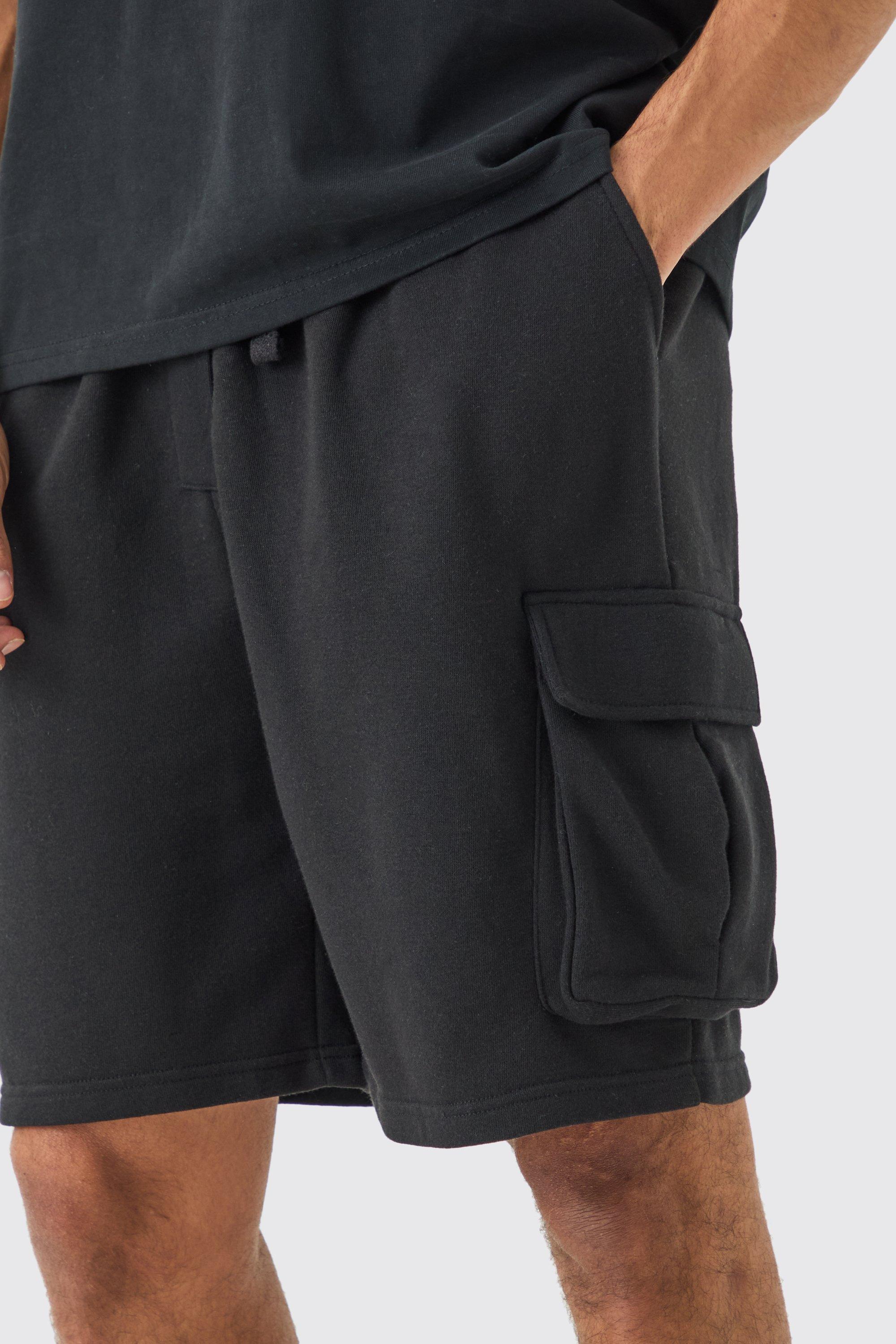 Oversized Drop Crotch Cargo Pocket Jersey Shorts