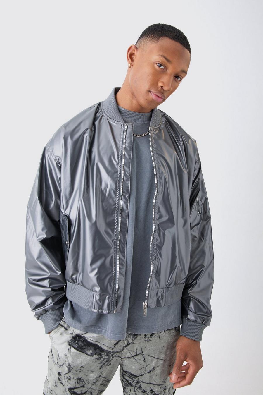 Chaqueta bomber recta metálica MA1, Silver image number 1