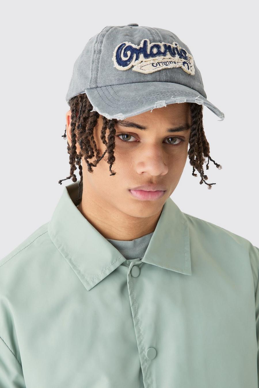 Zerrissene Kappe mit Orlando-Print, Grey