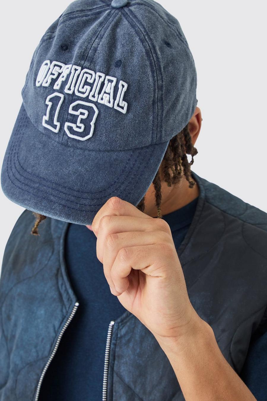 Cappello da baseball slavato con ricamo Official, Blue image number 1