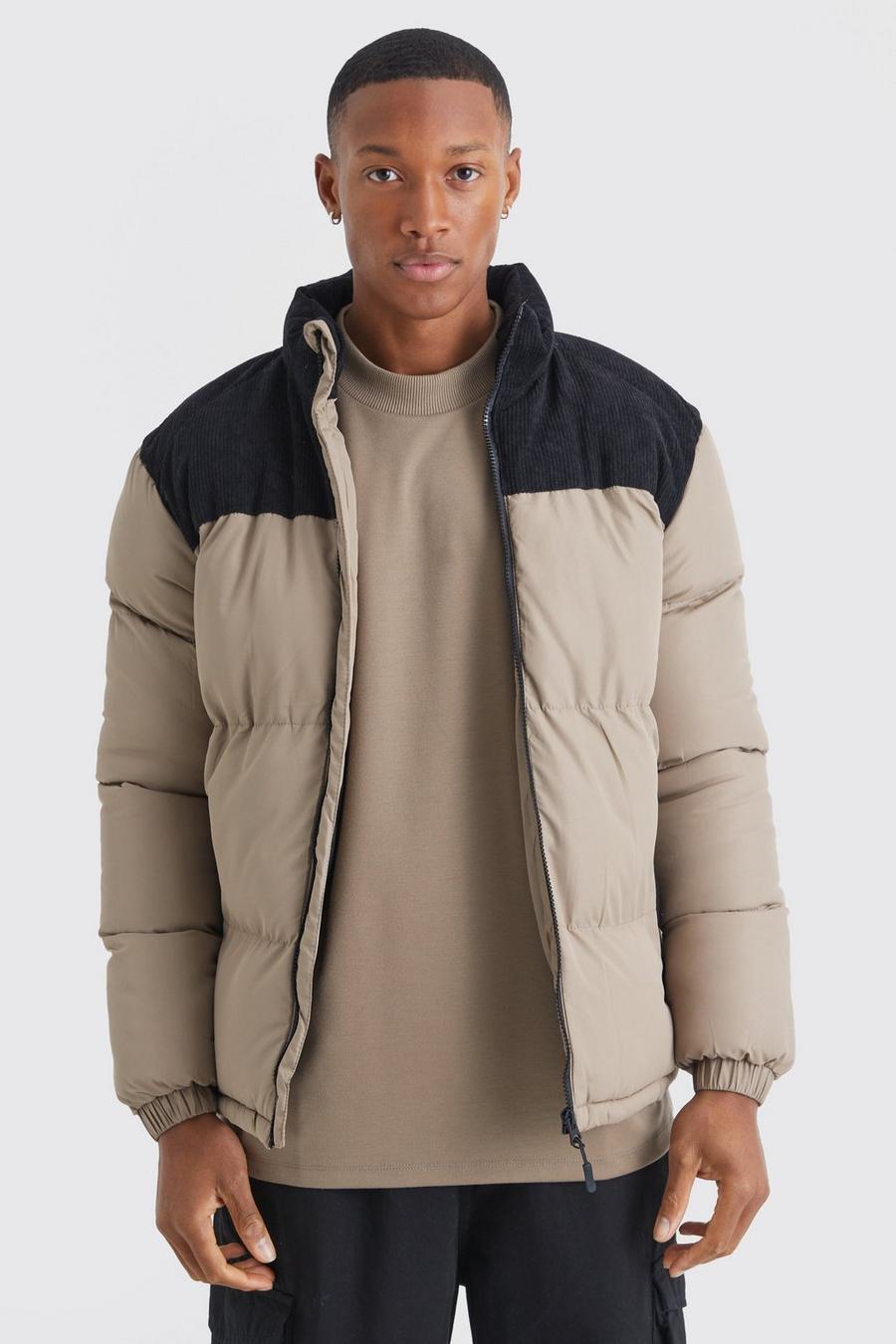 Stone Cord Panel Colour Block Puffer image number 1