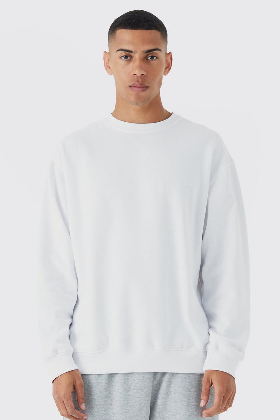 White Basic Oversize sweatshirt med rund hals image number 1