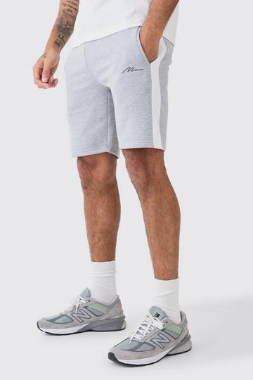 Grey Man Signature Slim Mid Length Colour Block Shorts