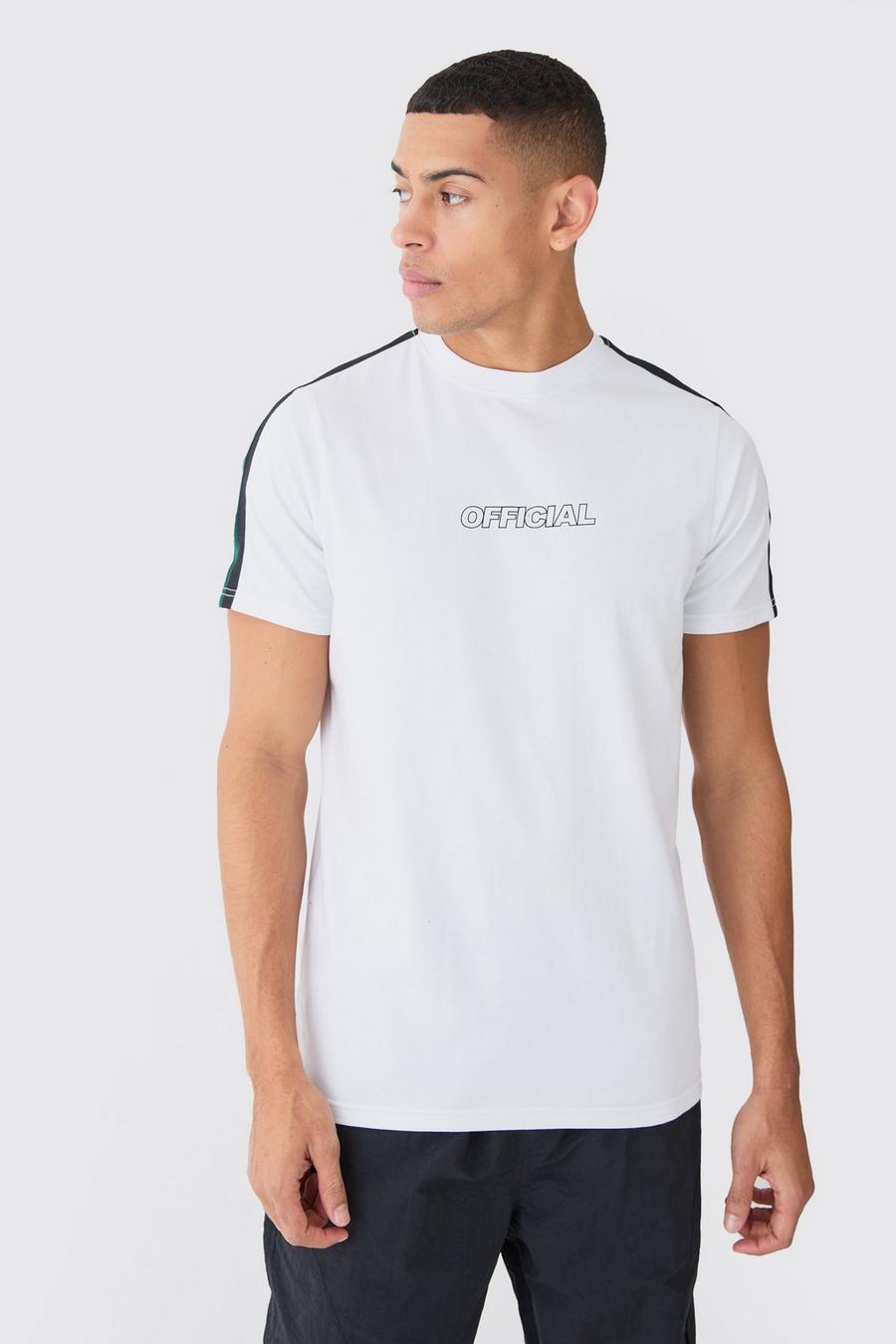 White Gestreept Official T-Shirt Met Print image number 1