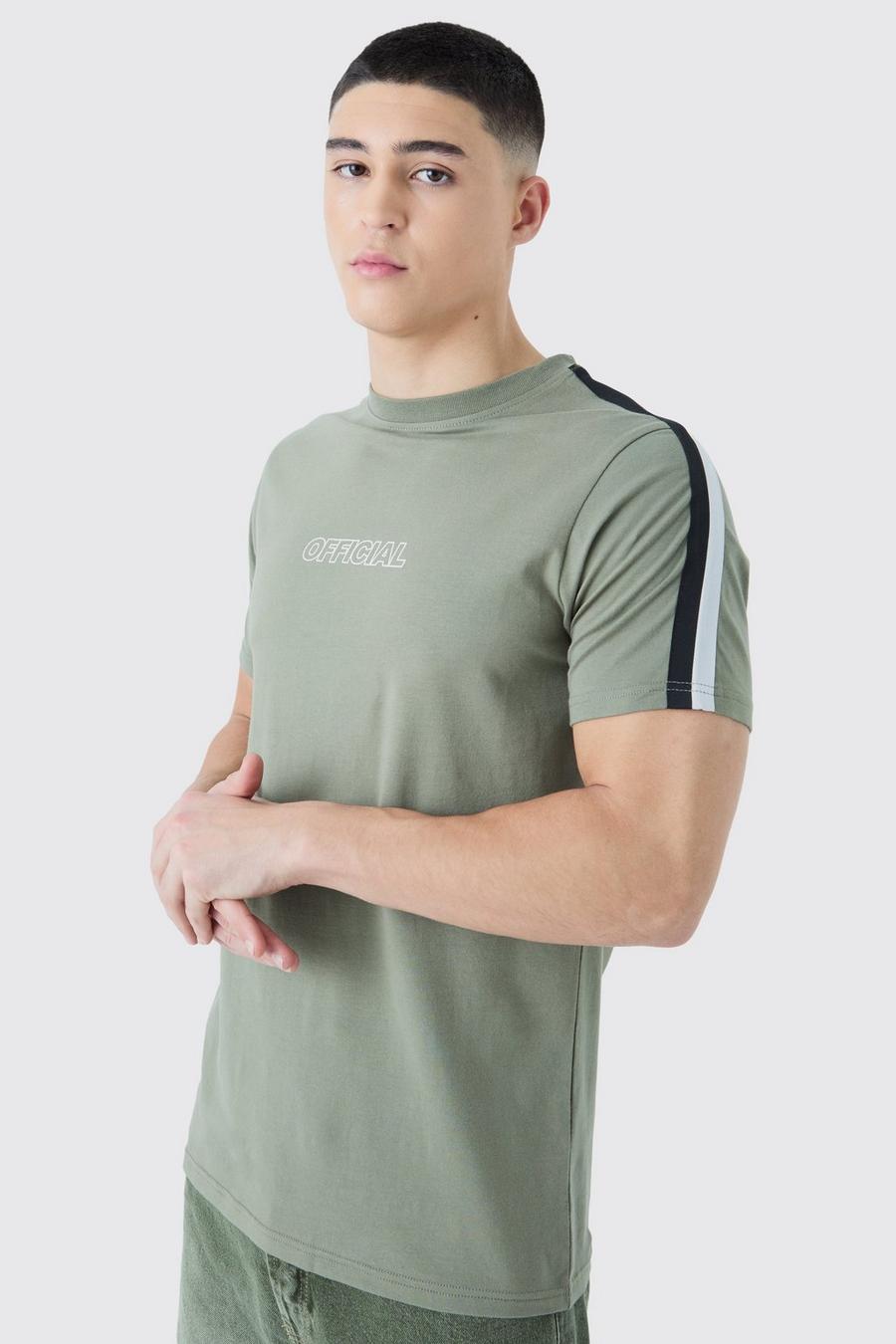Official T-Shirt mit Streifen-Detail, Olive image number 1