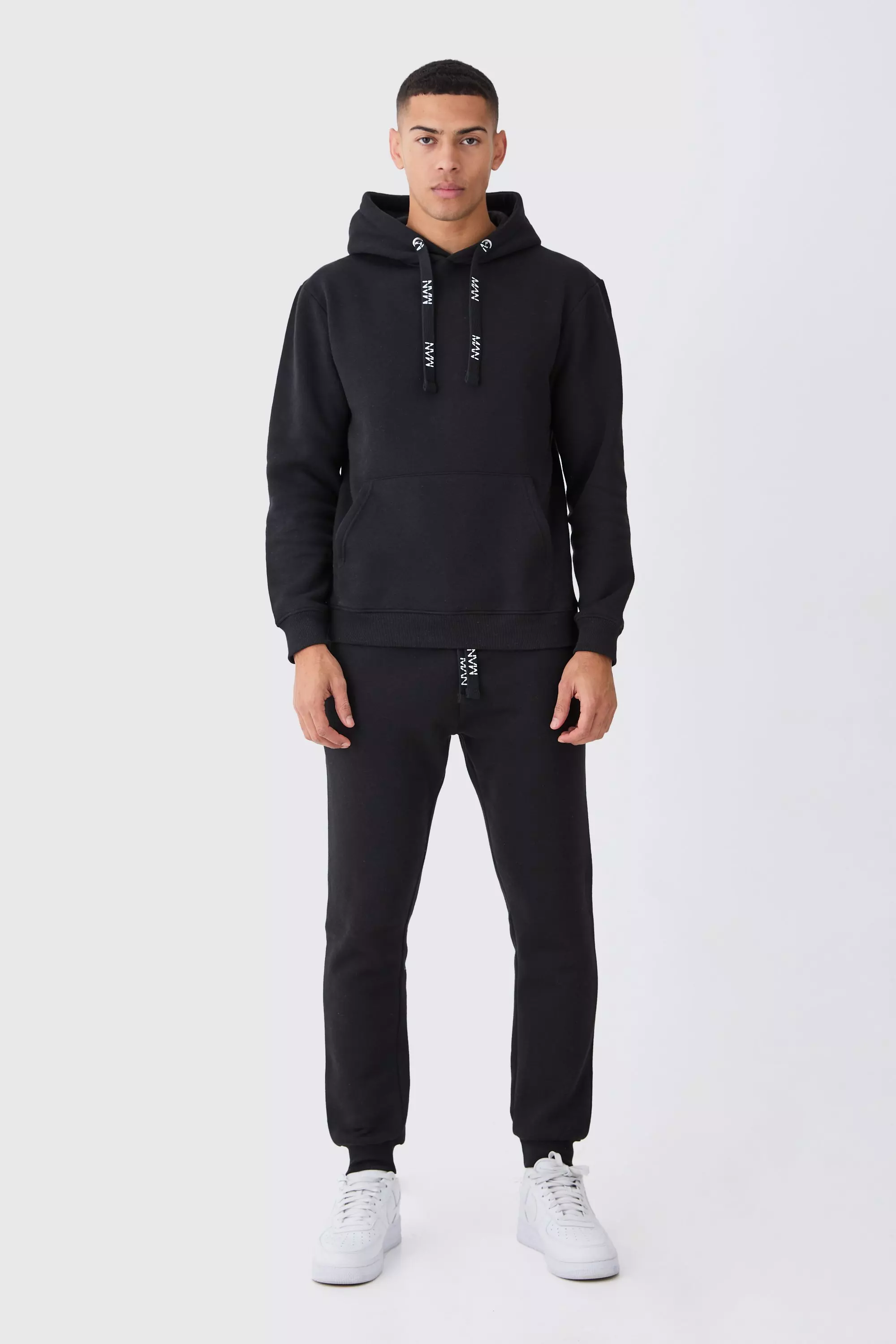 Black Man Branded Drawcord Detail Hooded Tracksuit alternative image