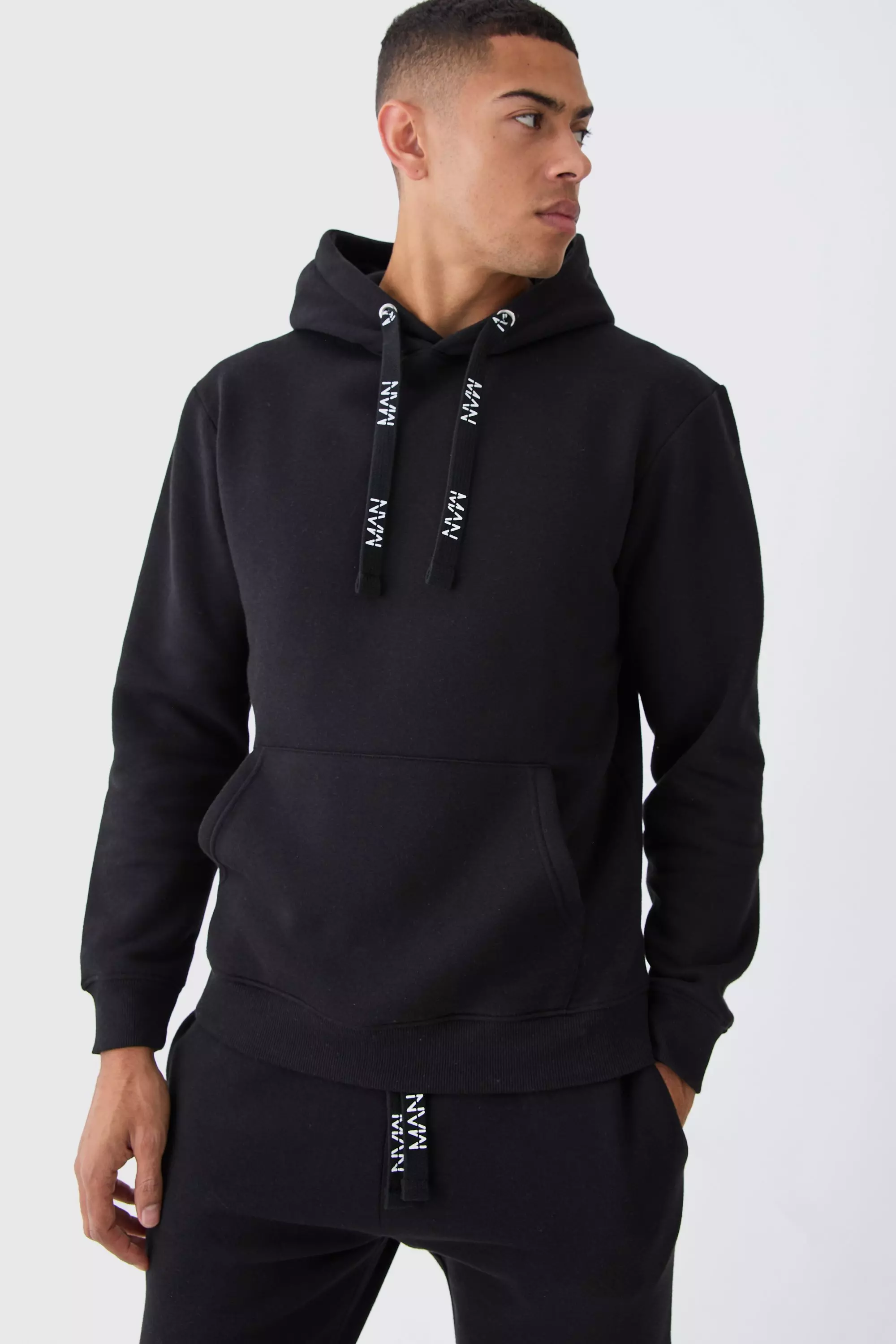 Black Man Branded Drawcord Detail Hooded Tracksuit alternative image