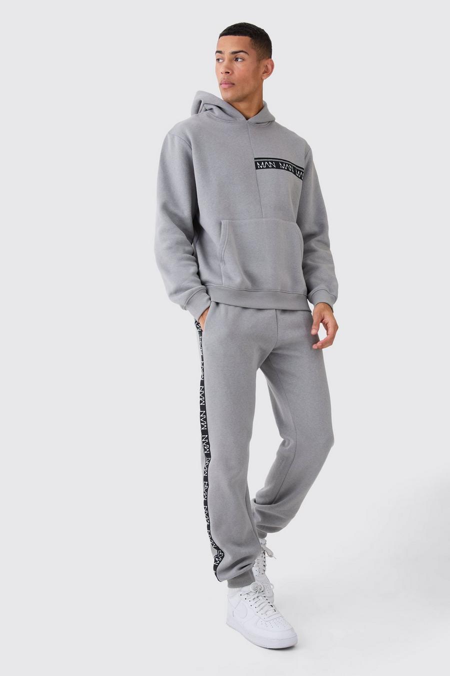 Charcoal Man Tape Side Detail Tracksuit