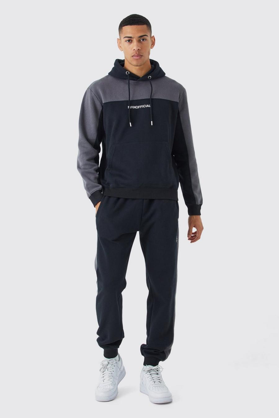 Man Official Tape Detail Hooded Tracksuit | Boohoo UK
