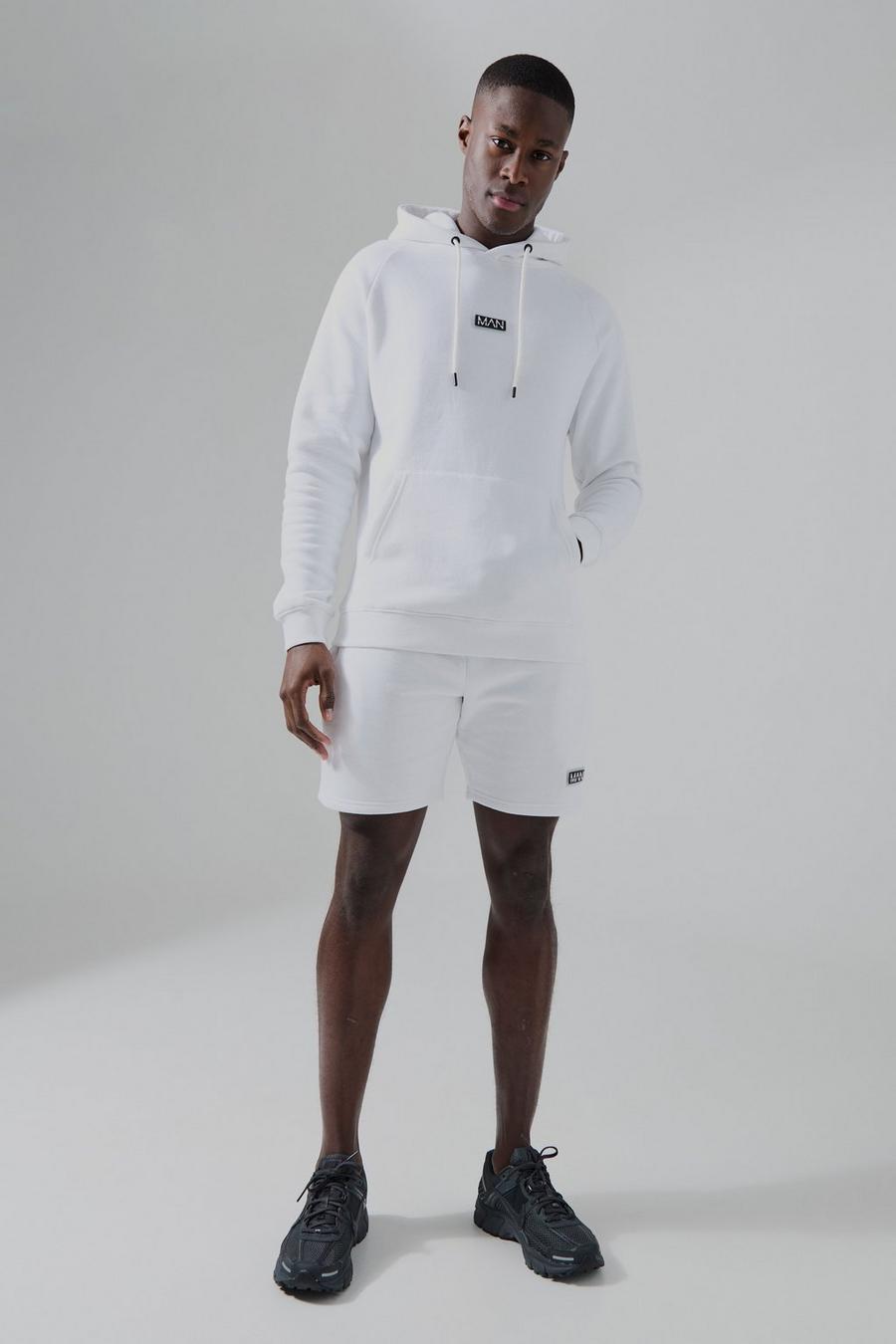 Conjunto MAN Active deportivo de pantalón corto y sudadera con capucha, White