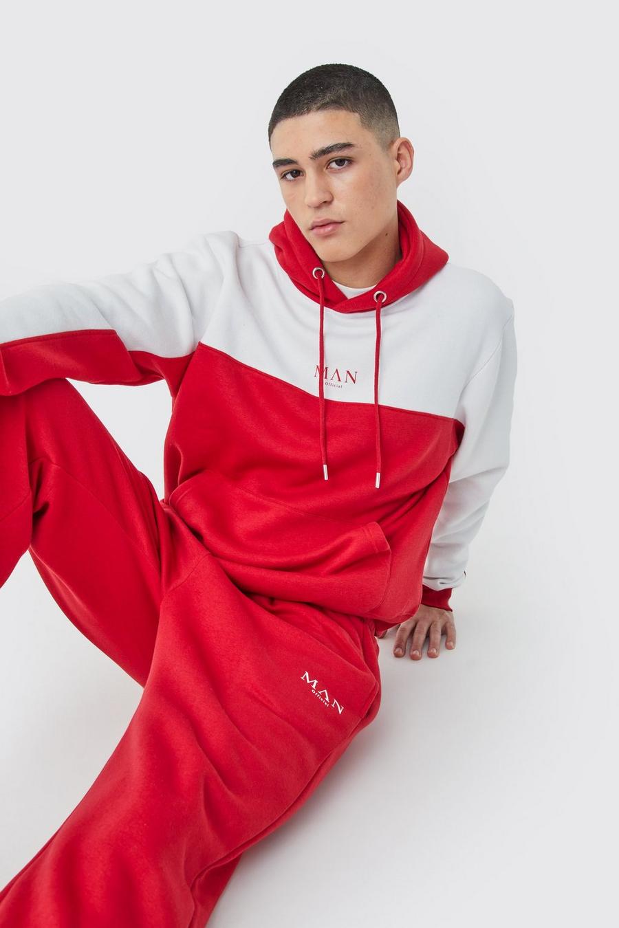 Red Man Official Colour Block Hooded Tracksuit image number 1