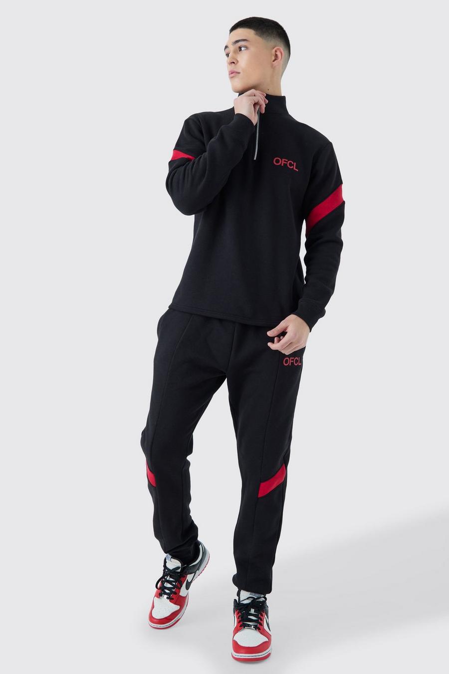 Official Colorblock Trainingsanzug mit Reißverschluss, Black