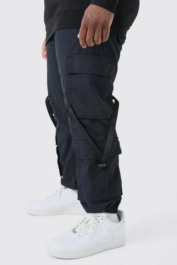 Plus Strap Detail Cuffed Cargo Pants black