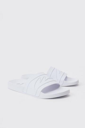 Man Slippers Met Tekst white