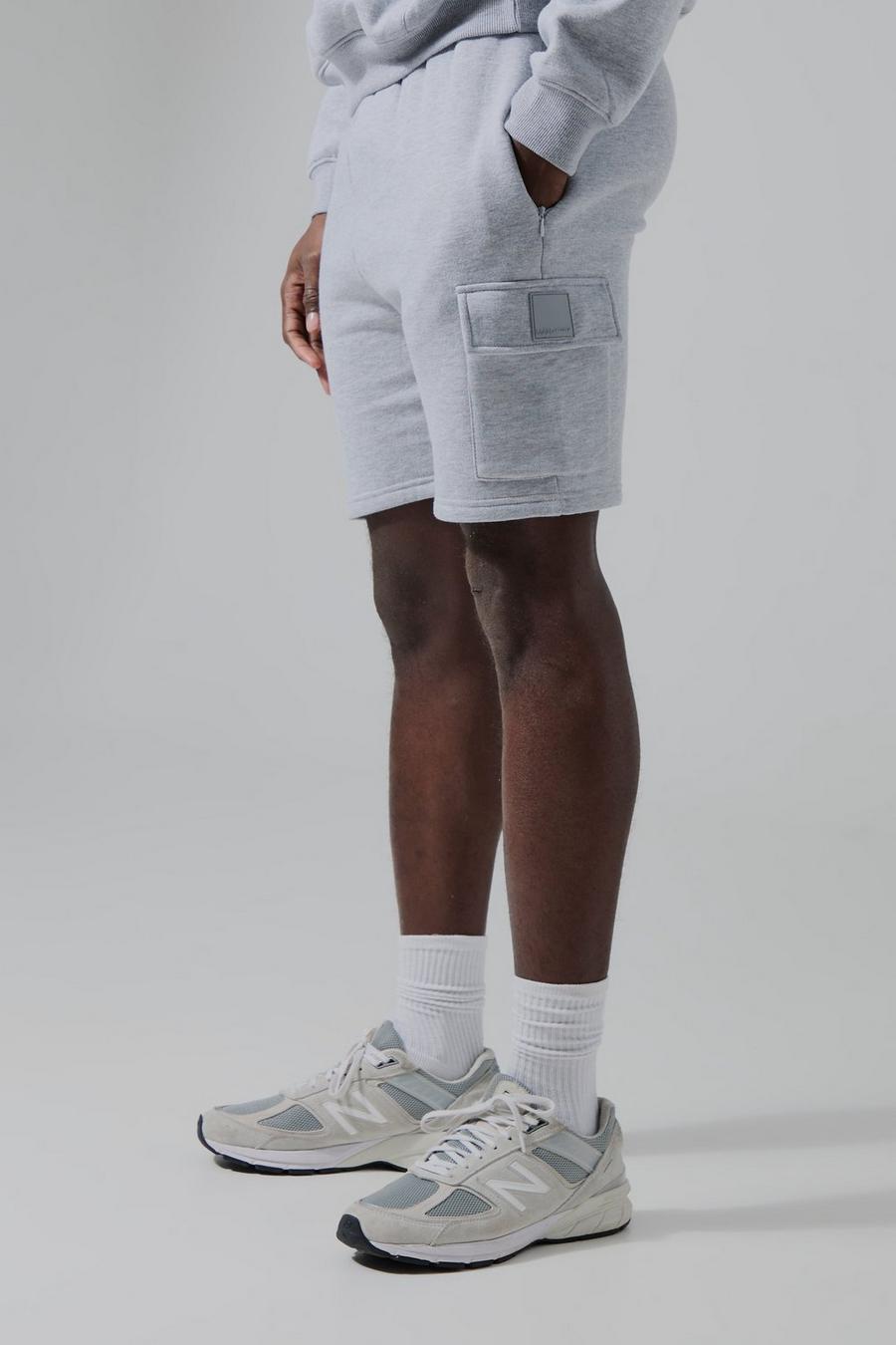 Man Active Cargo-Shorts, Grey marl image number 1