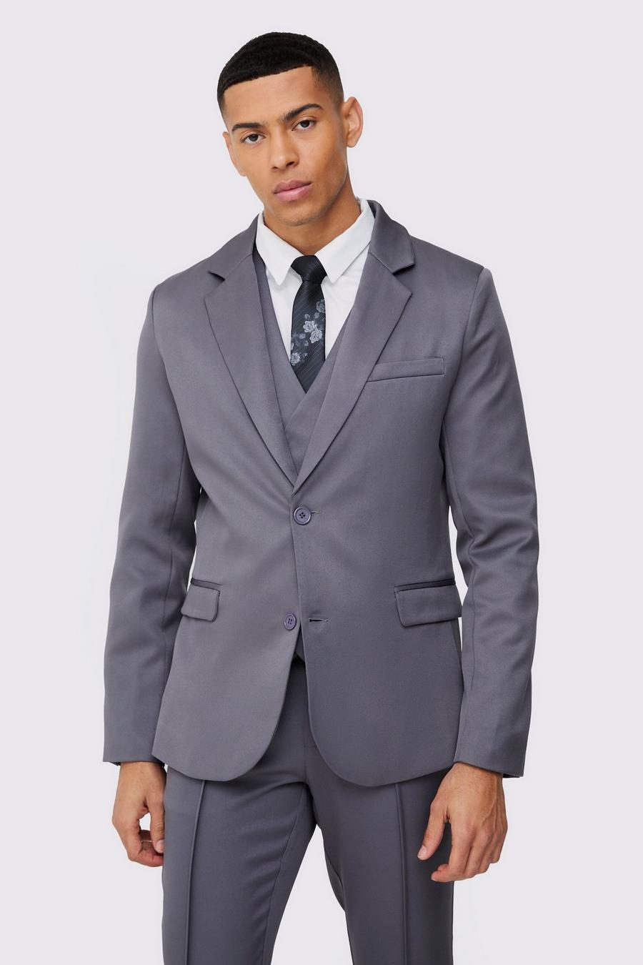 Blazer a monopetto Slim Fit, Charcoal image number 1