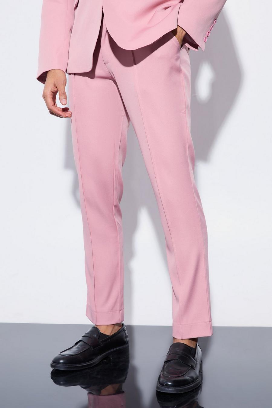 Dusty pink Kostymbyxor i slim fit med midjeband image number 1
