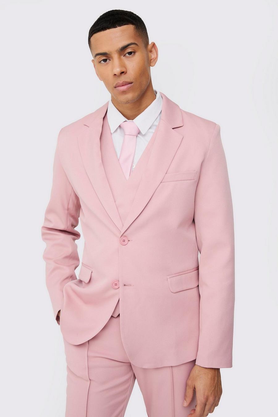 Dusty pink Slim Fit Blazer Met Enkele Rij Knopen image number 1